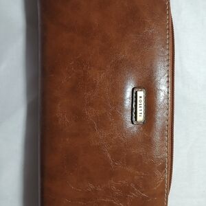 Rosetti Cognac Brown Zip-Around Leather Wallet